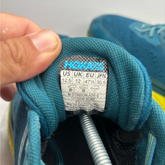 Hoka One One Stinson ATR 6 Mens 12.5 Running Shoes Blue Coral Comfort Sneakers - Picture 6 of 7